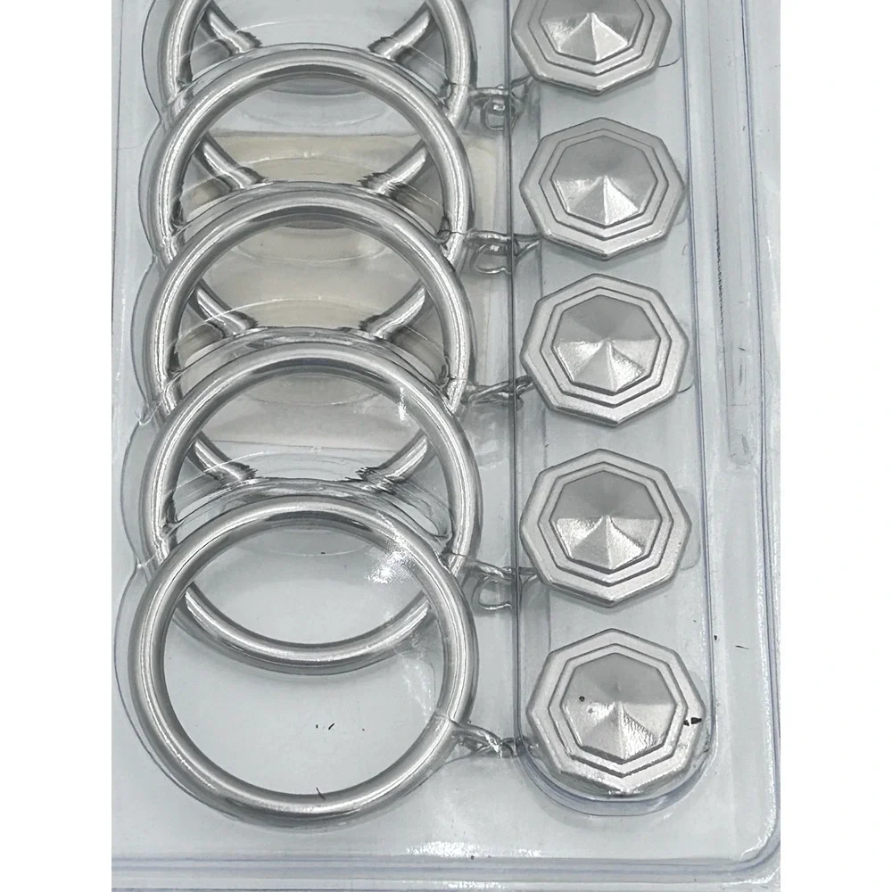 3 Sets American Living‎ Curtain Rings Polished Nickel Knob Design – 21 Total NIP